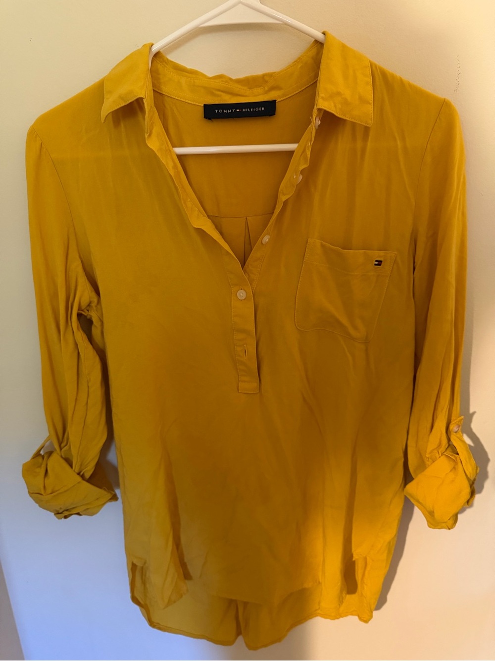 Tommy Hilfiger Women's Mustard Button-Front Tunic Shirt
